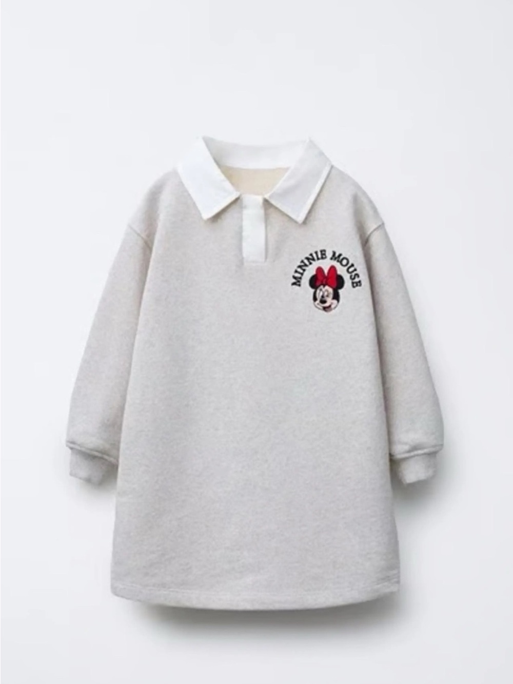 Zara Girls Minnie Mouse Gray Polo Sweatshirt Top size 1.5Y Pre-Owned